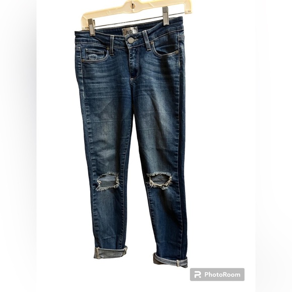 PAIGE VERDUGO Ankle Distressed
Busted Knee Women's Denim Jeans Size 27 Designer - Picture 4 of 14